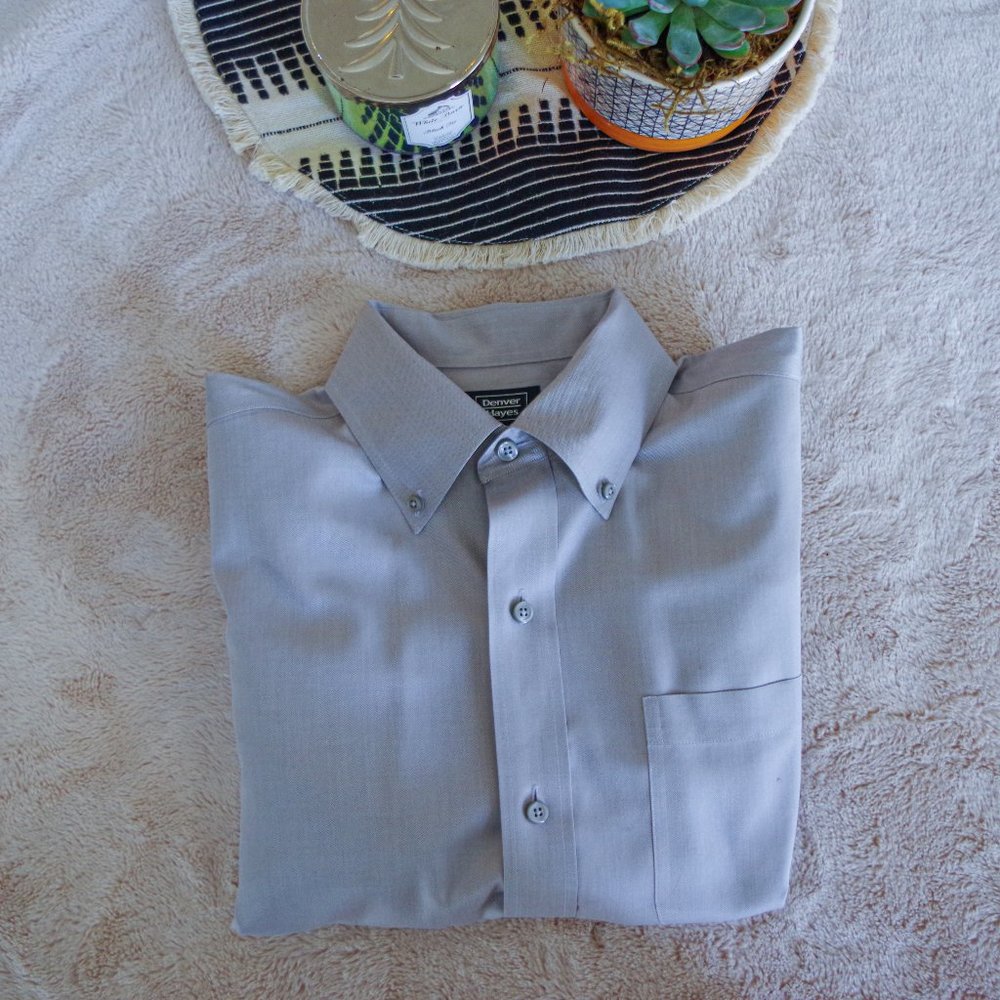 2/$40 Denver Hayes Gray Dress Shirt